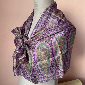 Stunning violet handmade silk paisely scarf